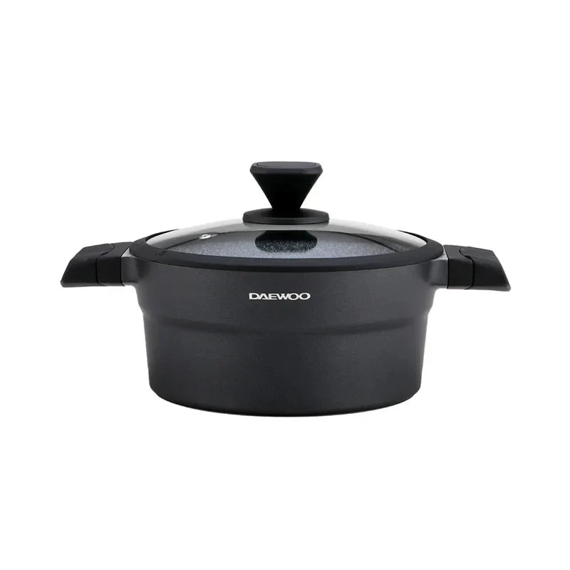 Daewoo Granite Casserole With Lid - 28 Cm - Black