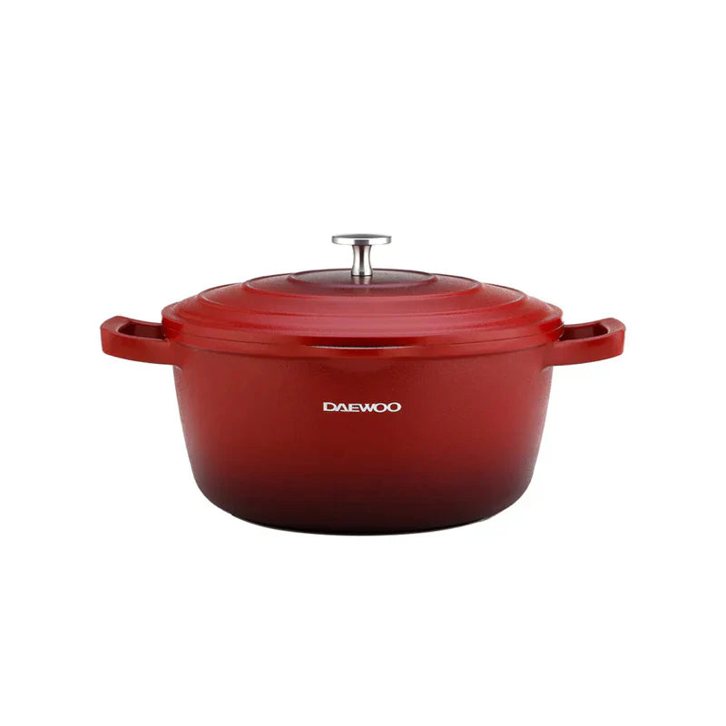 Daewoo Granite Casserole With Lid - Size 24 Cm - Red