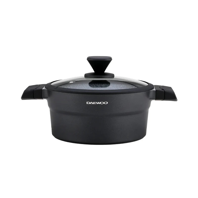Daewoo Granite Casserole With Lid - 24 Cm - Black