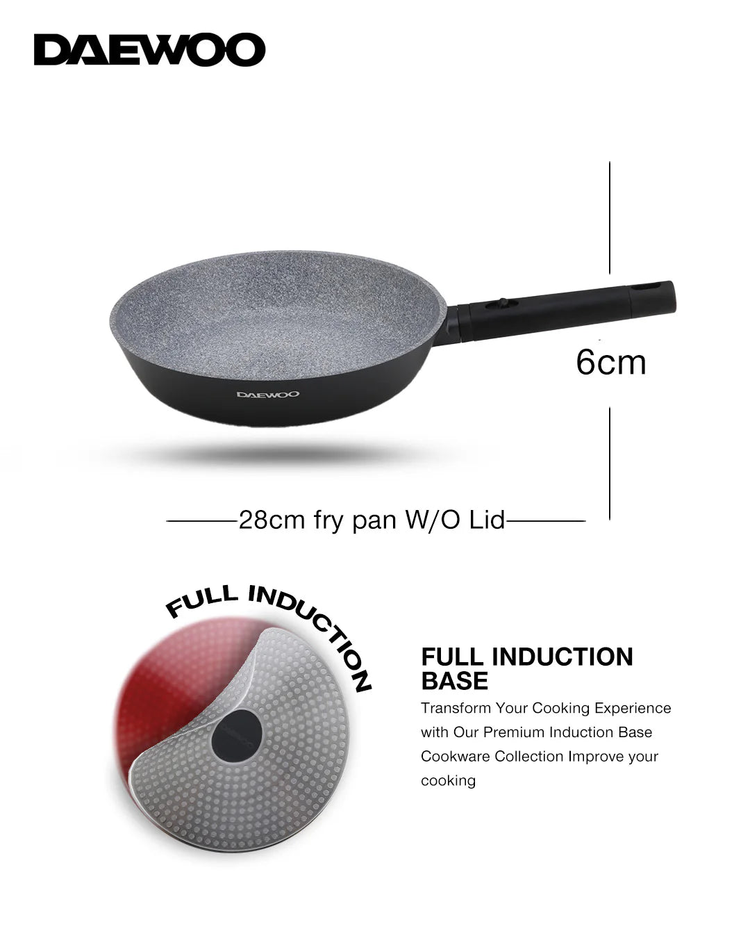Daewoo Granite Frying Pan 28 Cm - Black