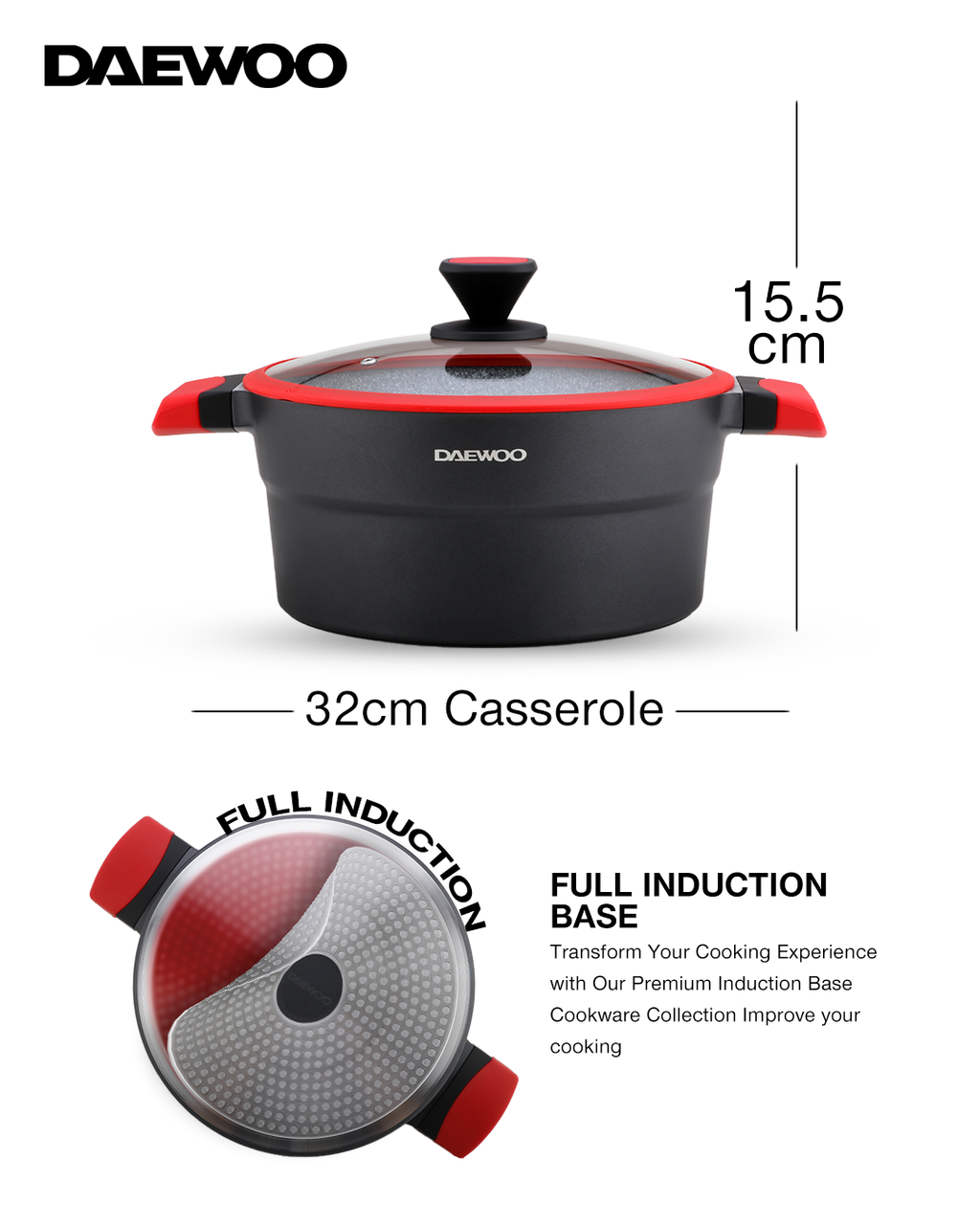 Daewoo 32 cm Pot X Series - Red/Black